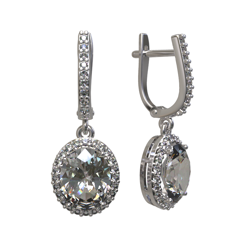 Серьги из серебра с камнем Фианит фото, цены