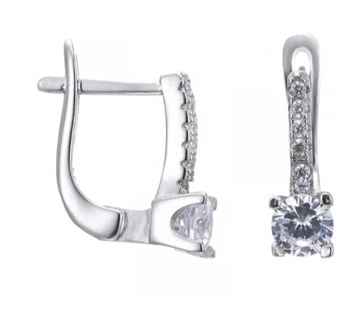 Серьги из серебра с камнем Циркон фото, цены