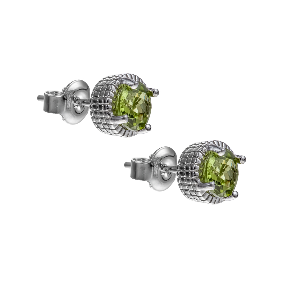 Пуссеты из серебра с камнем Перидот фото, цены