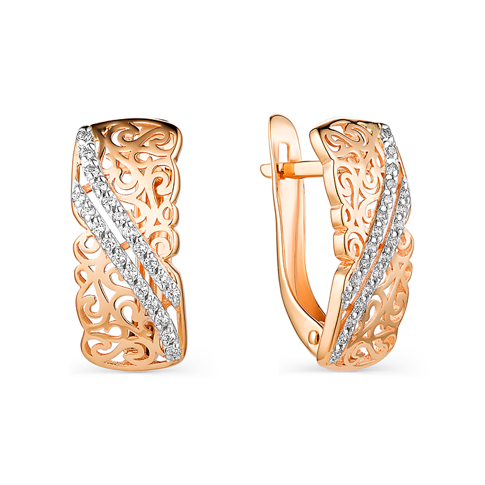 Серьги из золота с камнем Фианит фото, цены