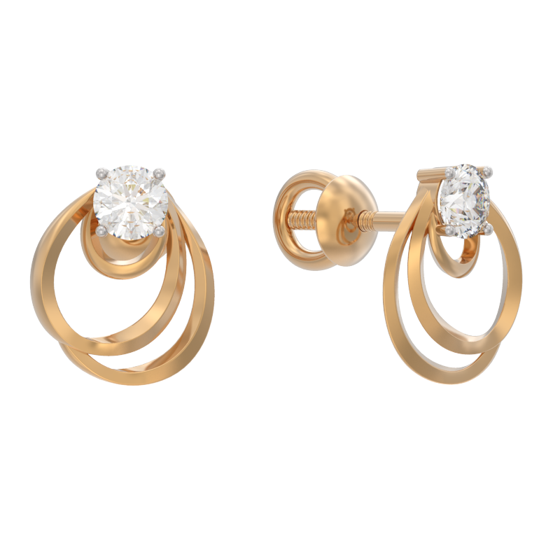 Пуссеты из золота с камнем Фианит фото, цены