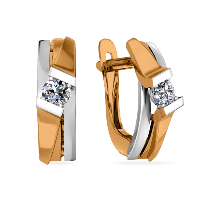 Серьги из золота с камнем Фианит фото, цены