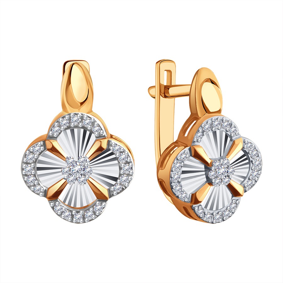 Серьги из золота с камнем Бриллиант фото, цены