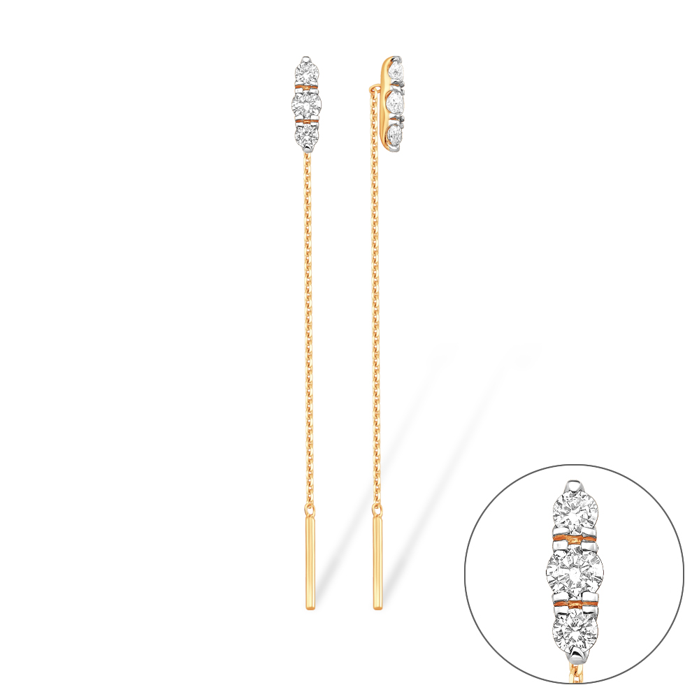 Серьги из золота с камнем Фианит фото, цены