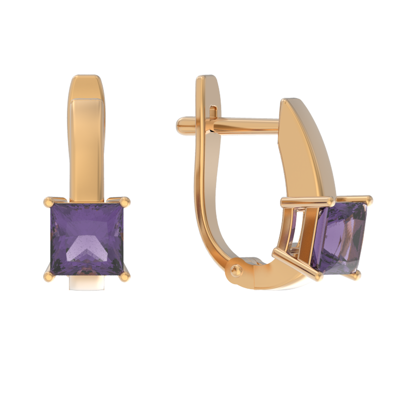 Серьги из золота с камнем аметист фото, цены