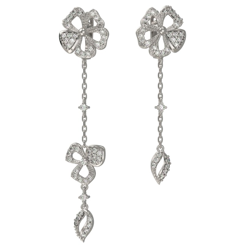 Серьги из серебра с камнем Фианит фото, цены