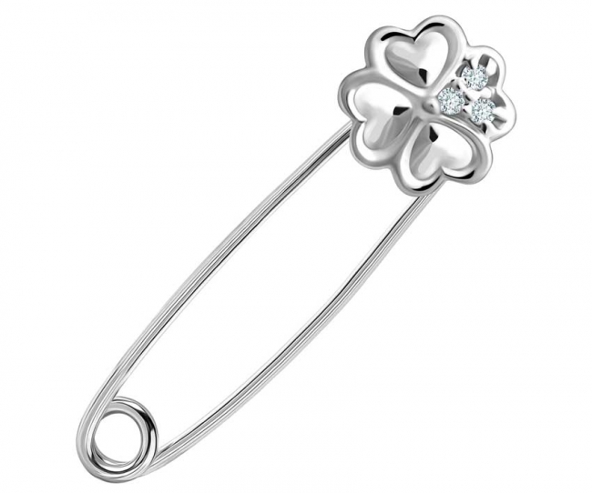 Брошь из серебра с камнем Фианит фото, цены