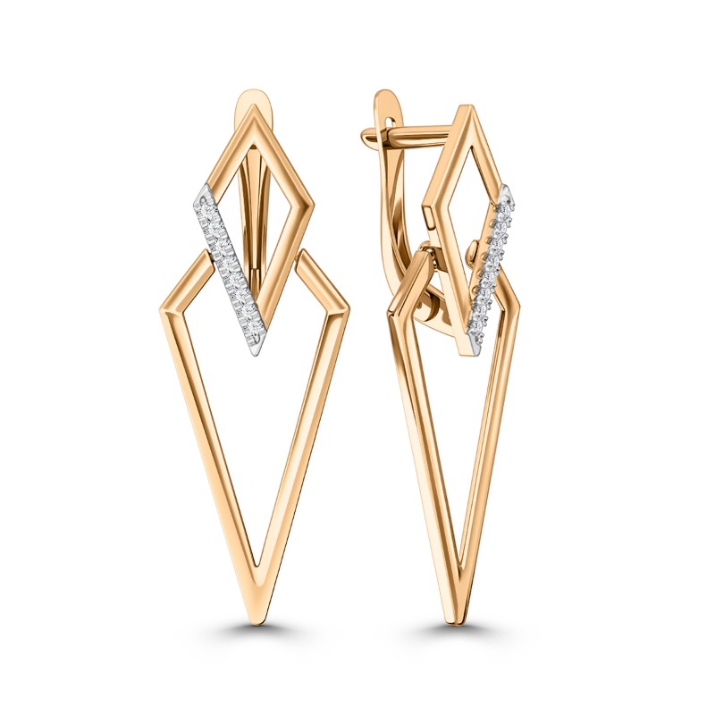 Серьги из золота с камнем Фианит фото, цены