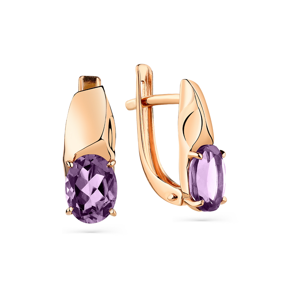 Серьги из золота с камнем александрит синт. фото, цены