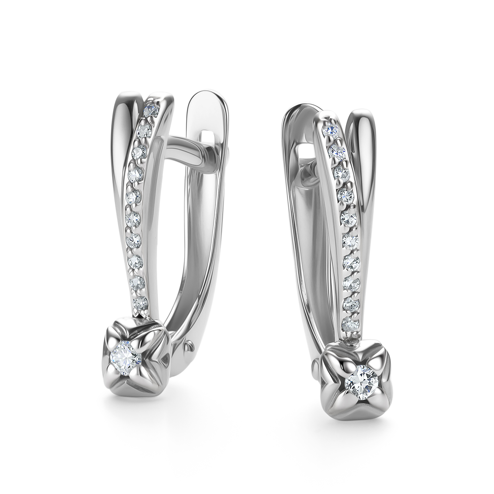 Серьги из золота с камнем Бриллиант фото, цены