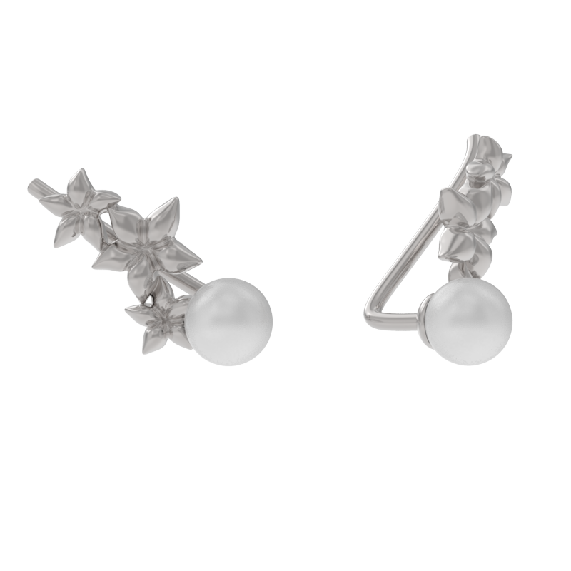 Серьги из серебра с камнем Жемчуг иск. фото, цены