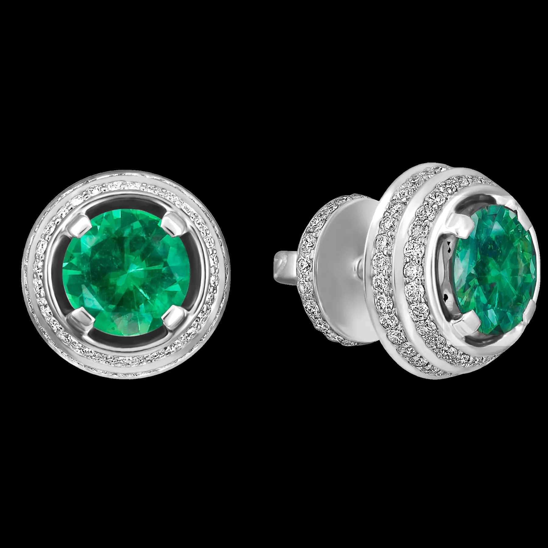 Пуссеты из золота с камнем Бриллиант, Изумруд, вставками керамики фото, цены