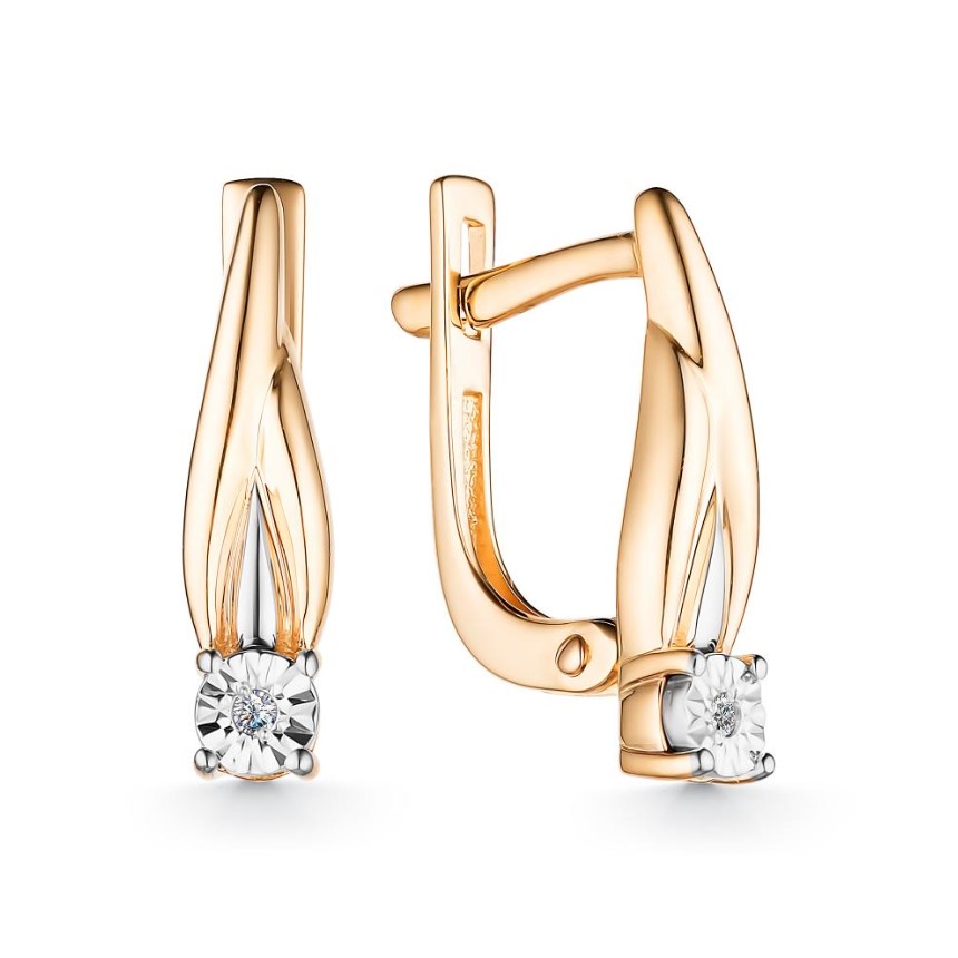 Серьги из золота с камнем Бриллиант фото, цены