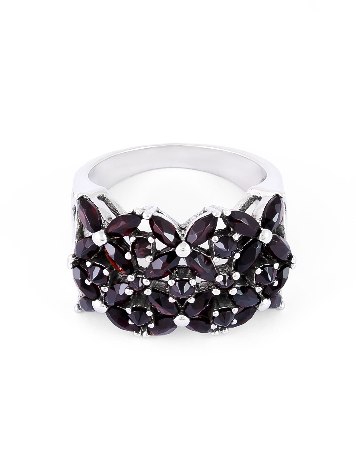 Кольцо из серебра с камнем Гранат фото, цены