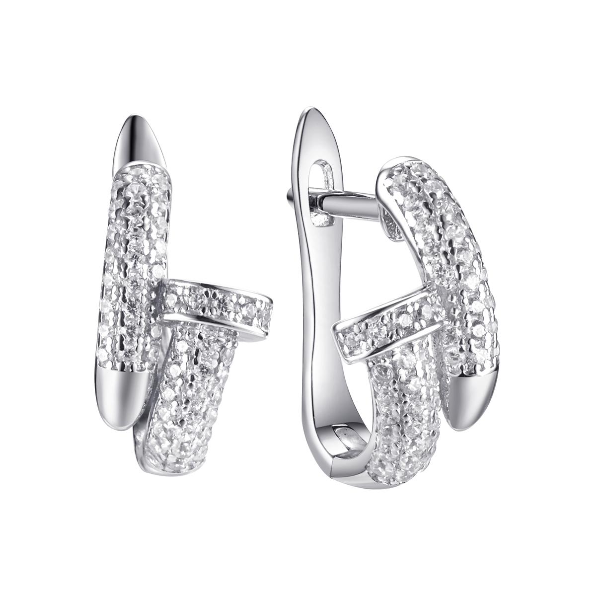 Серьги из серебра с камнем Фианит фото, цены