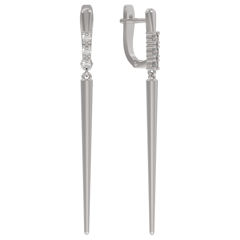 Серьги из серебра с камнем Фианит фото, цены