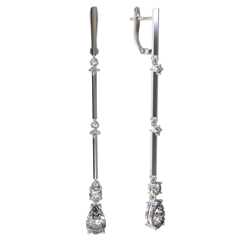 Серьги из серебра с камнем Фианит фото, цены