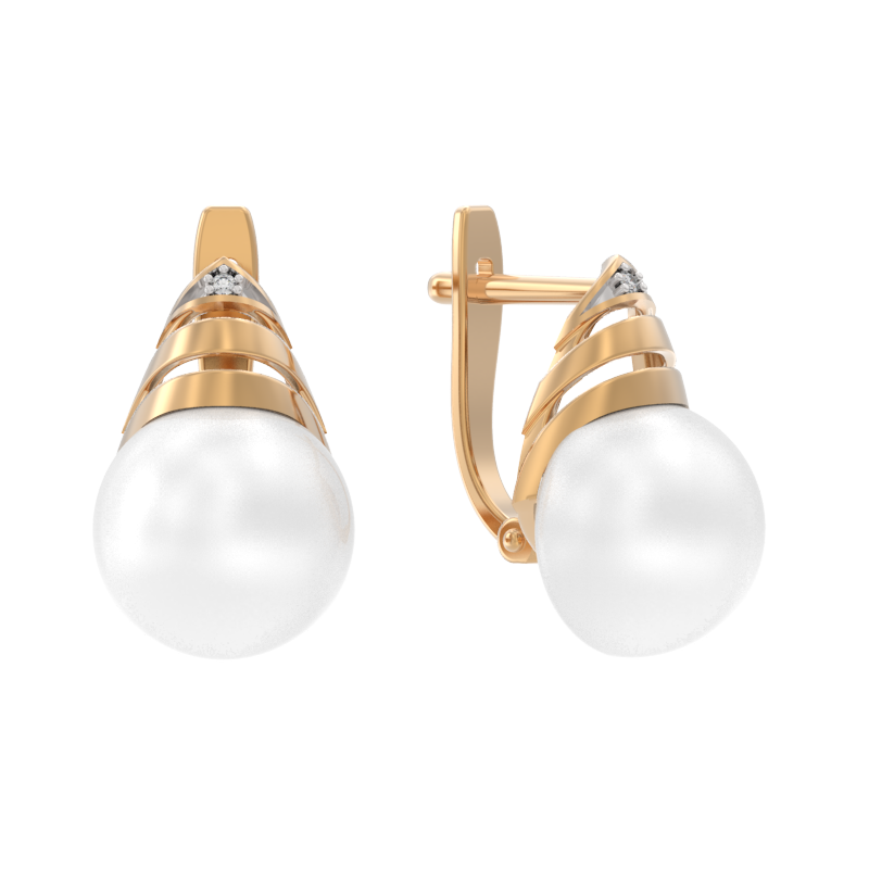 Серьги из золота с камнем Жемчуг фото, цены