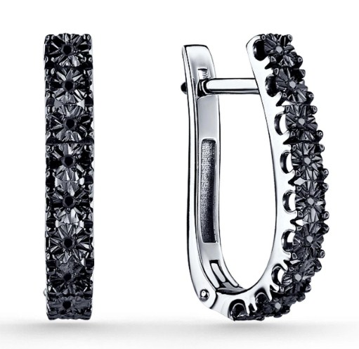 Серьги из серебра с камнем Бриллиант фото, цены