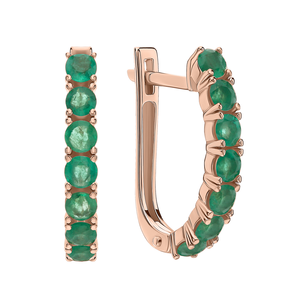 Серьги из золота с камнем Изумруд фото, цены