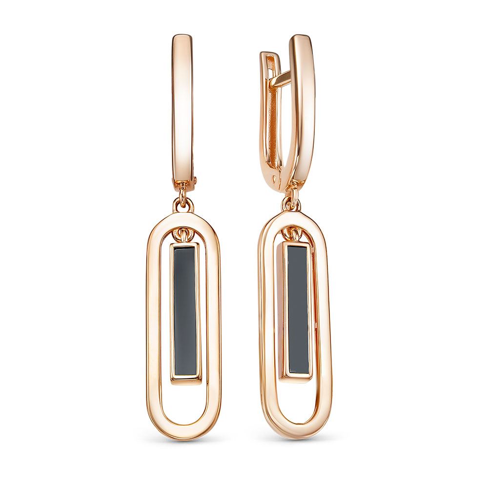 Серьги из золота с камнем Оникс фото, цены