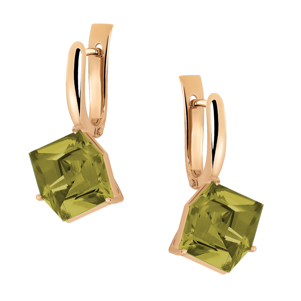 Серьги из золота с камнем Агат зел. фото, цены