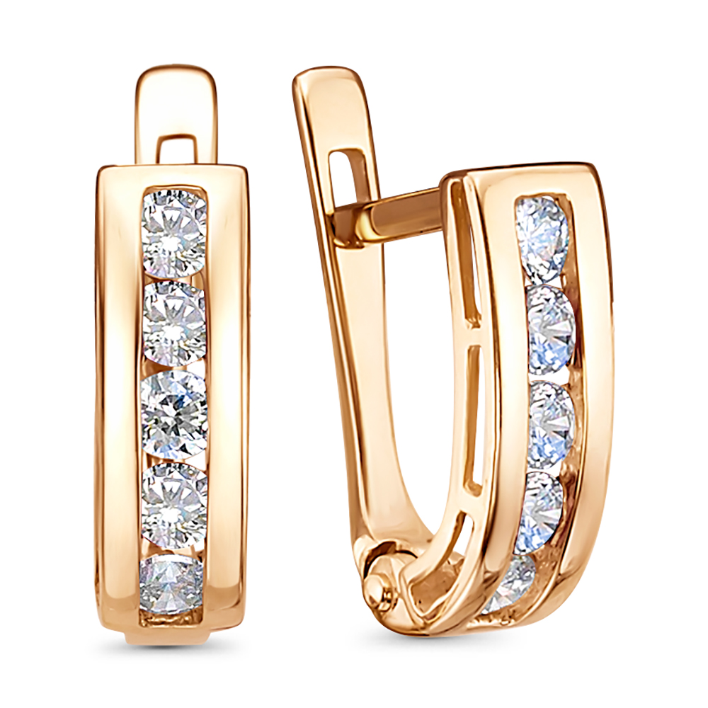 Серьги из золота с камнем Фианит фото, цены