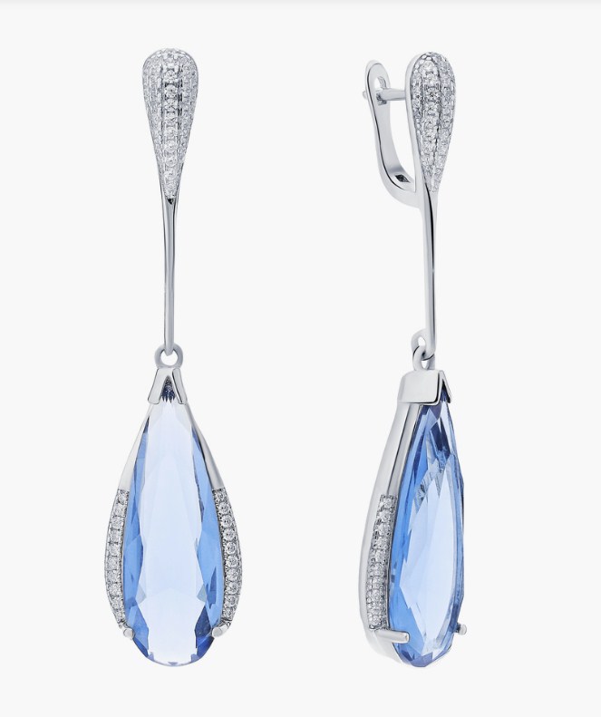 Серьги из серебра с камнем Циркон, Ситалл фото, цены