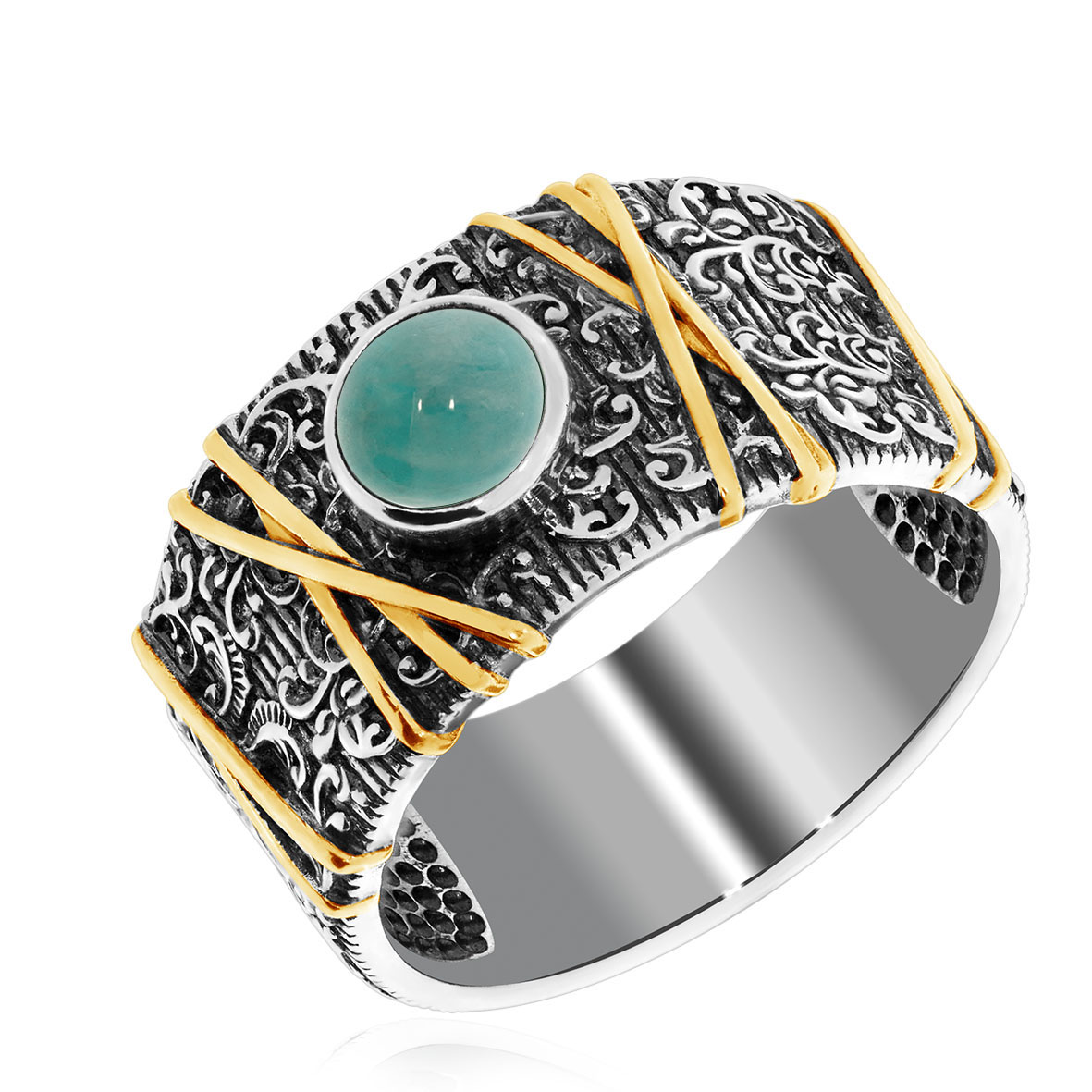 Кольцо из серебра с камнем амазонит фото, цены