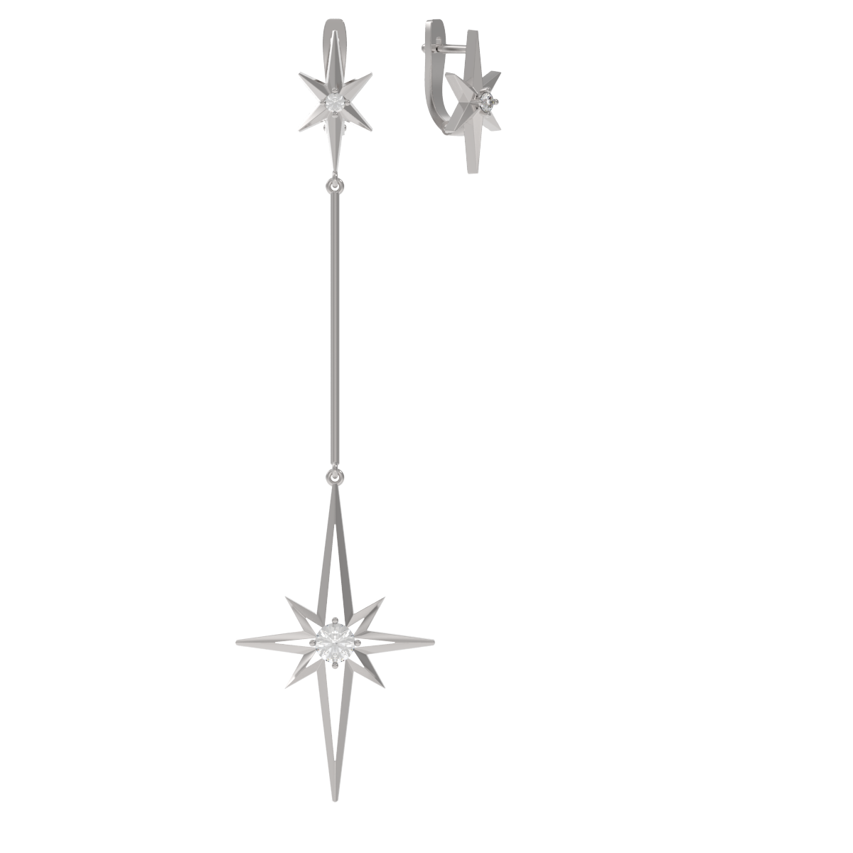 Серьги из серебра с камнем Фианит фото, цены