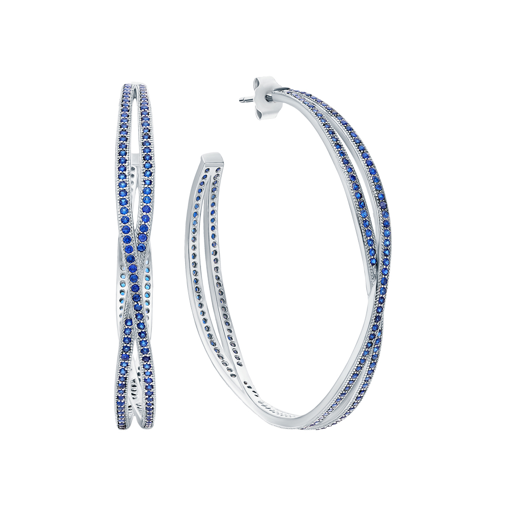 Серьги из серебра с камнем Циркон фото, цены