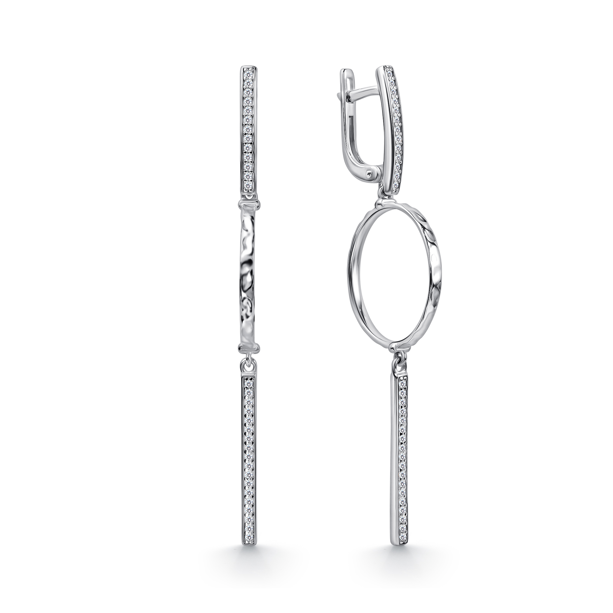 Серьги из серебра с камнем Фианит фото, цены