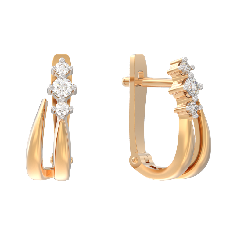 Серьги из золота с камнем Фианит фото, цены