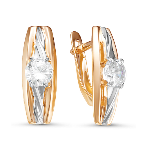 Серьги из золота с камнем Фианит фото, цены