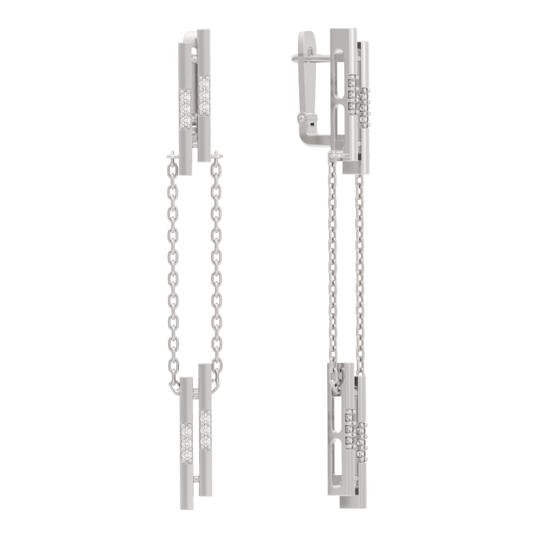 Серьги из серебра с камнем Фианит фото, цены