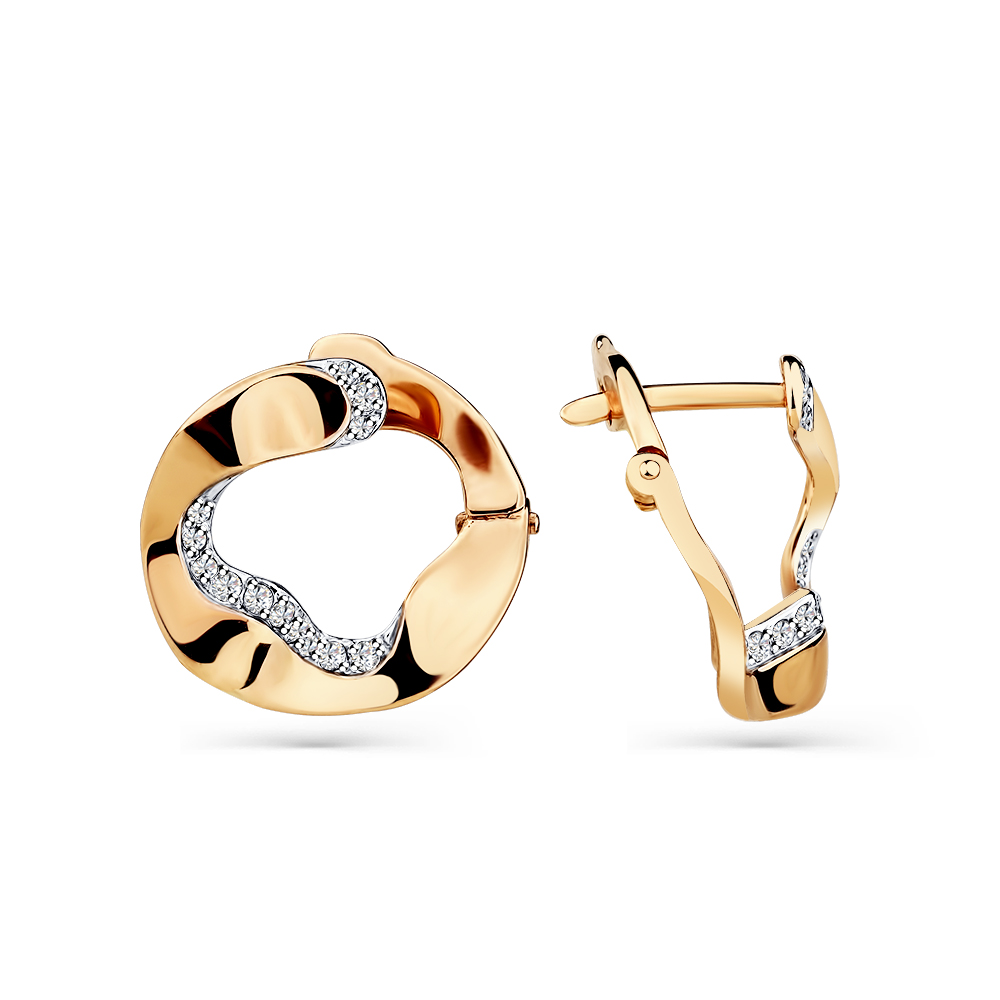 Серьги из золота с камнем Фианит фото, цены