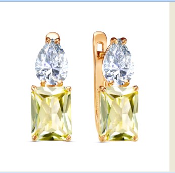 Серьги из золота с камнем Фианит, Сапфир г/т фото, цены