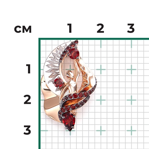 Брошь из золота с камнем Гранат фото, цены