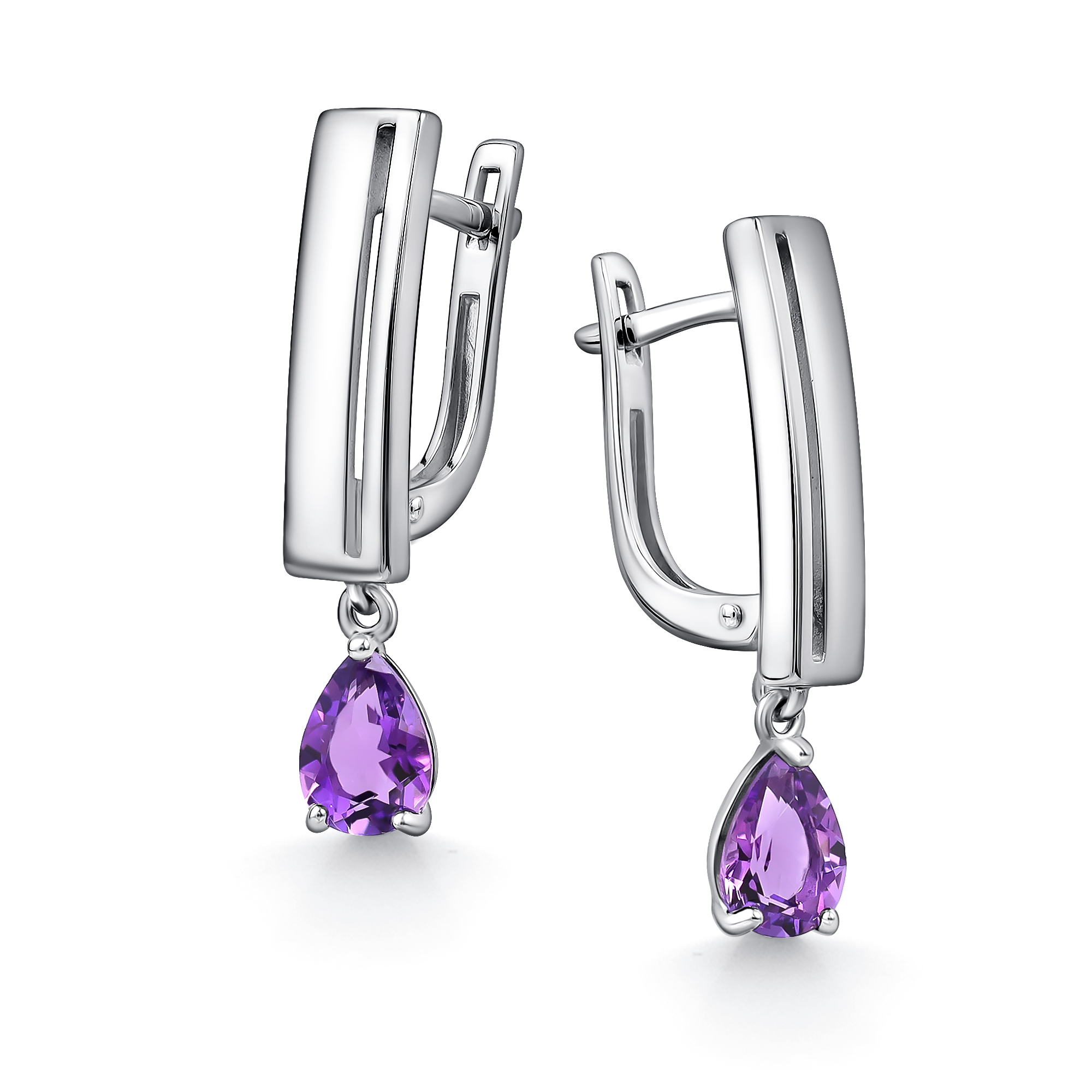 Серьги из серебра с камнем аметист фото, цены