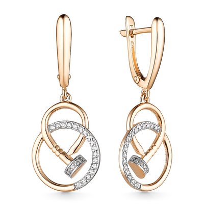 Серьги из золота с камнем Фианит фото, цены