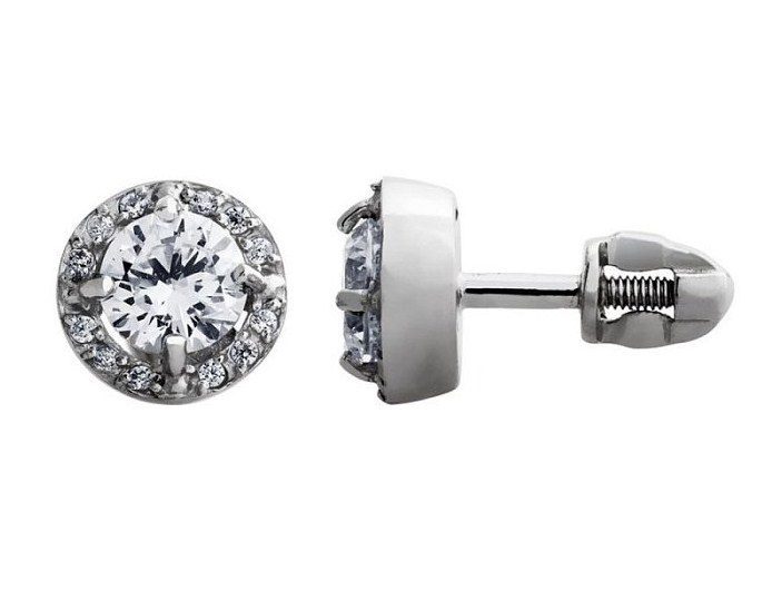 Пуссеты из серебра с камнем Фианит фото, цены