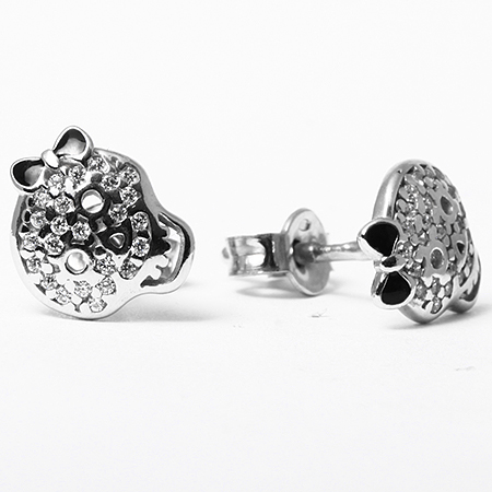 Пуссеты из серебра с камнем вставками эмали, Циркон фото, цены