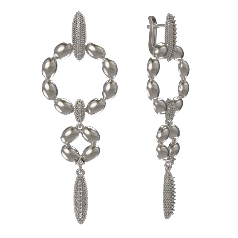 Серьги из серебра с камнем Фианит фото, цены