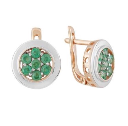 Серьги из золота с камнем Изумруд фото, цены