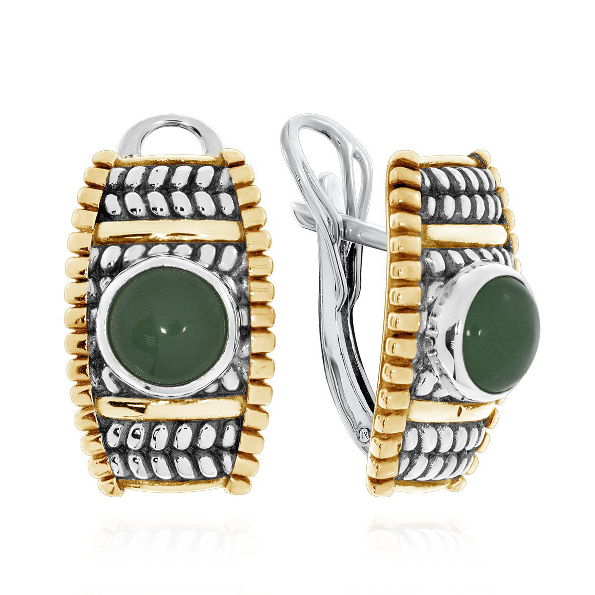 Серьги из серебра с камнем Авантюрин фото, цены