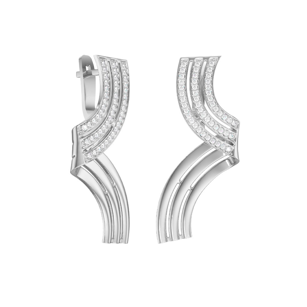 Серьги из серебра с камнем Фианит фото, цены