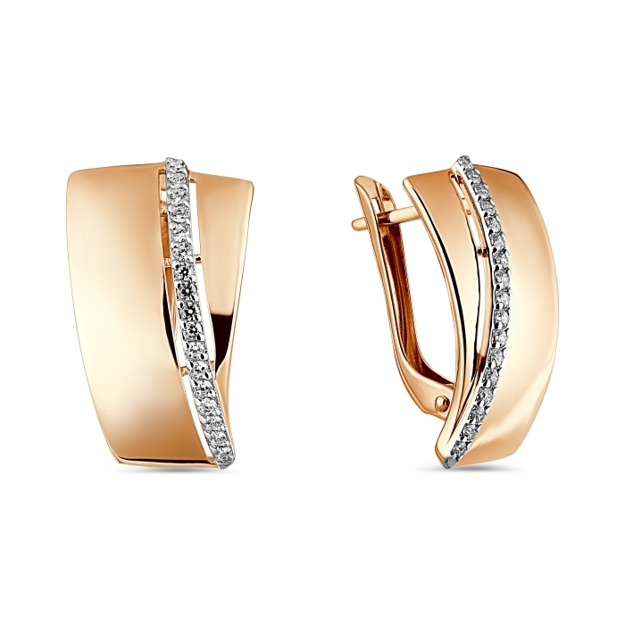 Серьги из золота с камнем Фианит фото, цены