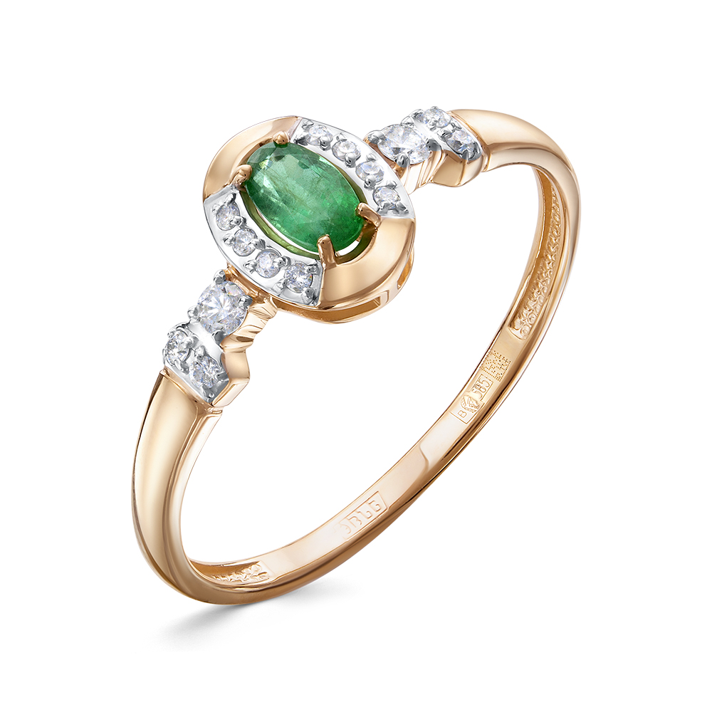 Кольцо из золота с камнем Бриллиант, Изумруд фото, цены