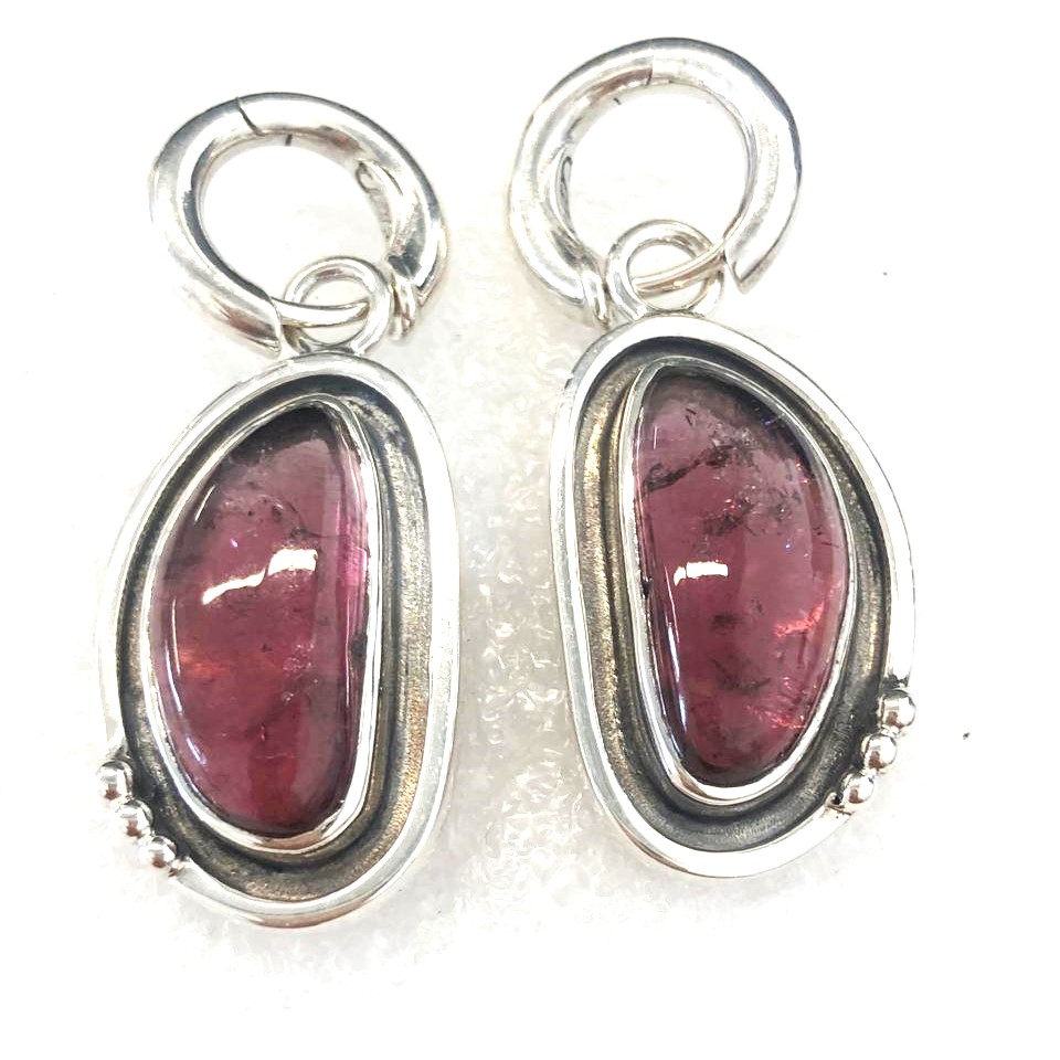 Серьги из серебра с камнем Турмалин фото, цены