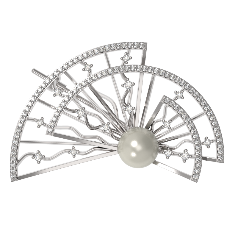 Брошь из серебра с камнем Жемчуг, Фианит фото, цены